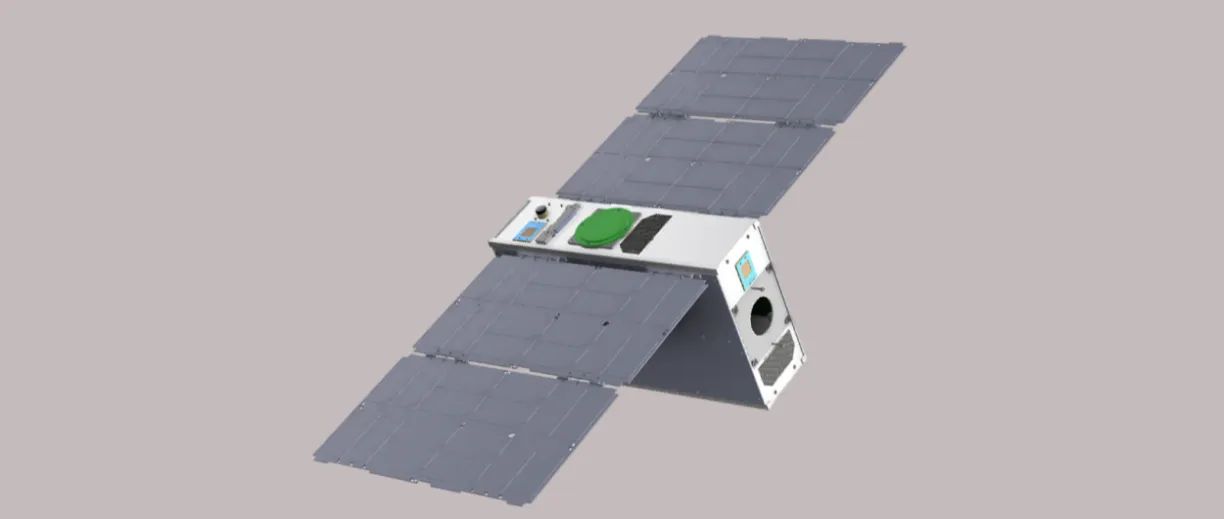 Modèle 3D d'IonSat, le nanosatellite étudiant du CSEP développé au sein de l'École polytechnique, avec l'objectif ambitieux de démontrer la faisabilité d'un maintien à poste en orbite très basse (VLEO) pour une plateforme de type nanosatellite © CSEP Modèle 3D d'IonSat, le nanosatellite étudiant du CSEP développé au sein de l'École polytechnique, avec l'objectif ambitieux de démontrer la faisabilité d'un maintien à poste en orbite très basse (VLEO) pour une plateforme de type nanosatellite © CSEP