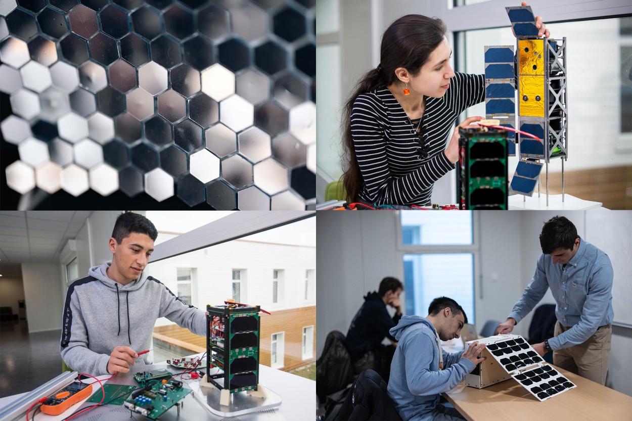 Les élèves membres du CSEP travaillent notamment à la construction de satellites. / Photo : Jérémy Barande
