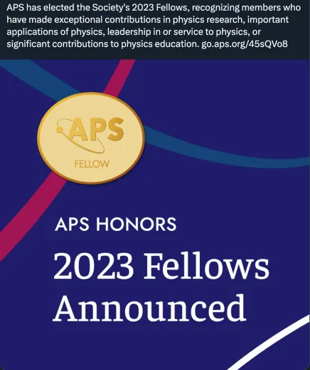 APS HONORS 2023 Fellows Announced